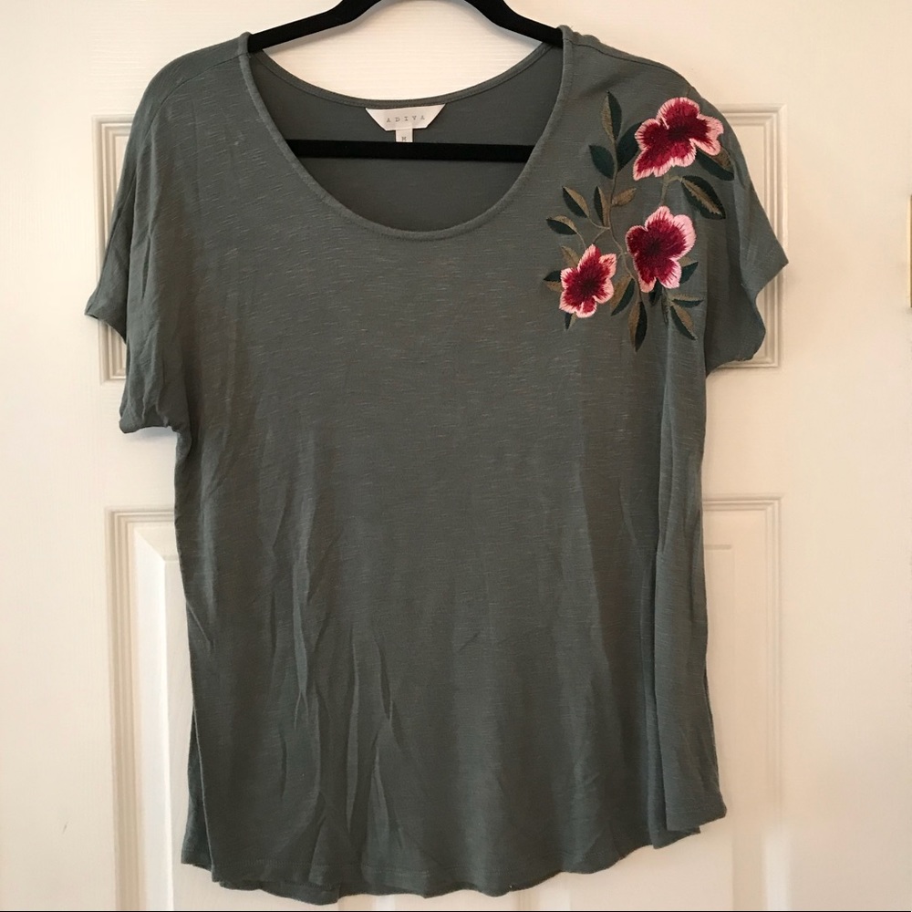 Army Green Embroidered Top